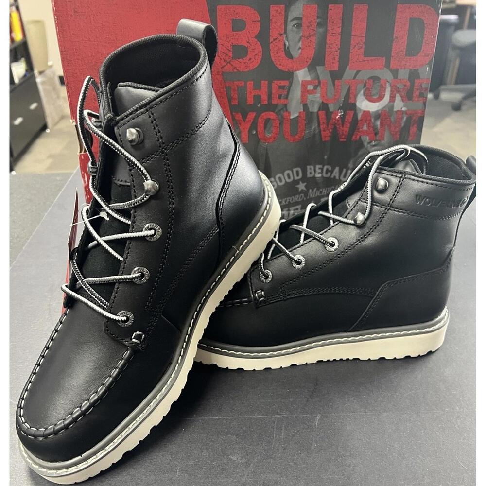 NEW - Wolverine Trade Wedge UL 6” Soft Toe Work Boots - Black - Mens Size 8.5